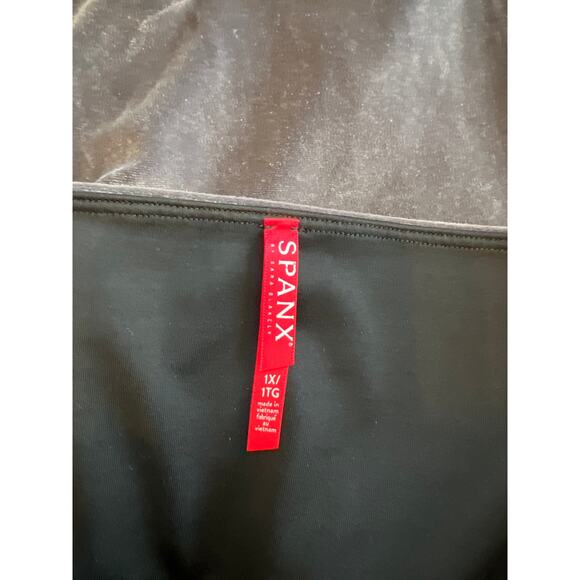 Spanx Silver Chrome Grey Velvet Leggings New Slimming Waistband 1X - Picture 4 of 5